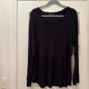 INC International Core Black Ribbed Top round Hem Tunic
